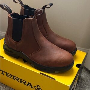 Terra Men's Rugged Brown Leather Boots Size 4 or Women’s Size 6